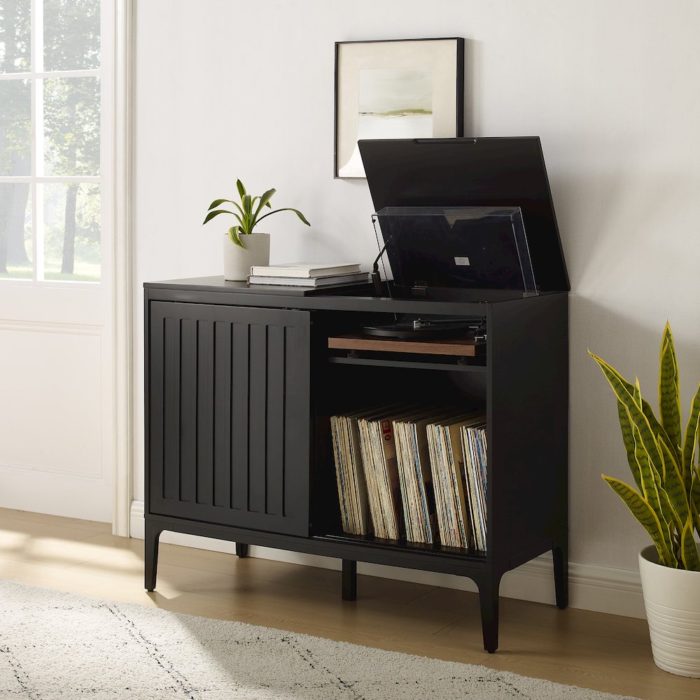 Asher Large Record Player Cabinet With Vinyl Storage. Picture 6