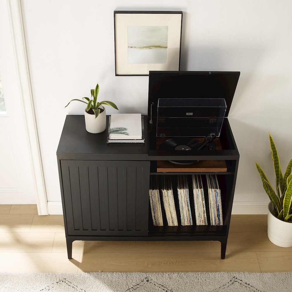 Asher Large Record Player Cabinet With Vinyl Storage. Picture 7