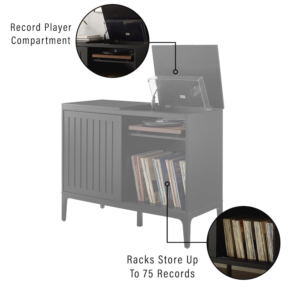 Asher Large Record Player Cabinet With Vinyl Storage. Picture 8