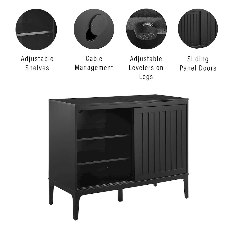Asher Large Record Player Cabinet With Vinyl Storage. Picture 9