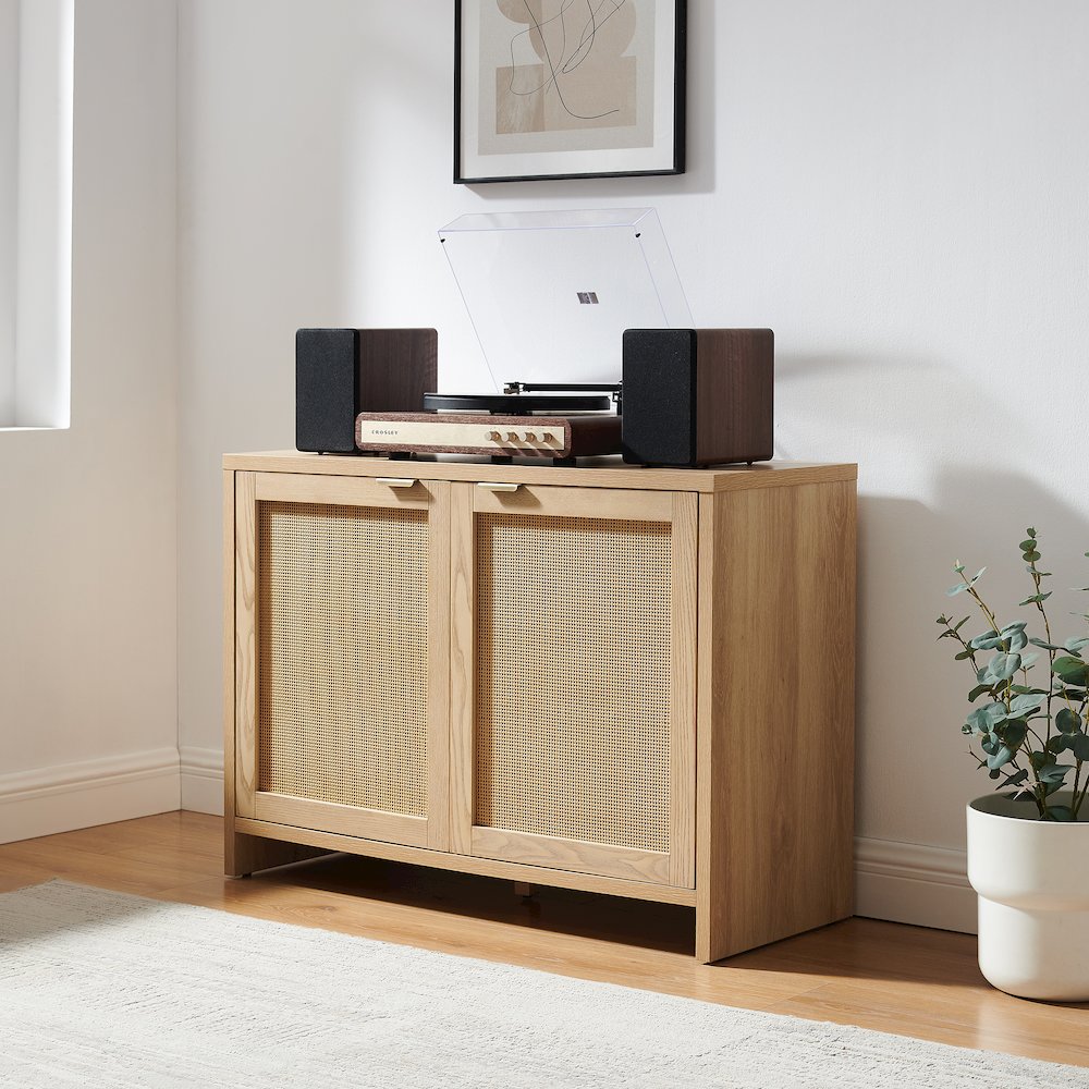 Kenji Record Player Cabinet with Vinyl Storage, Media Stand. Picture 2