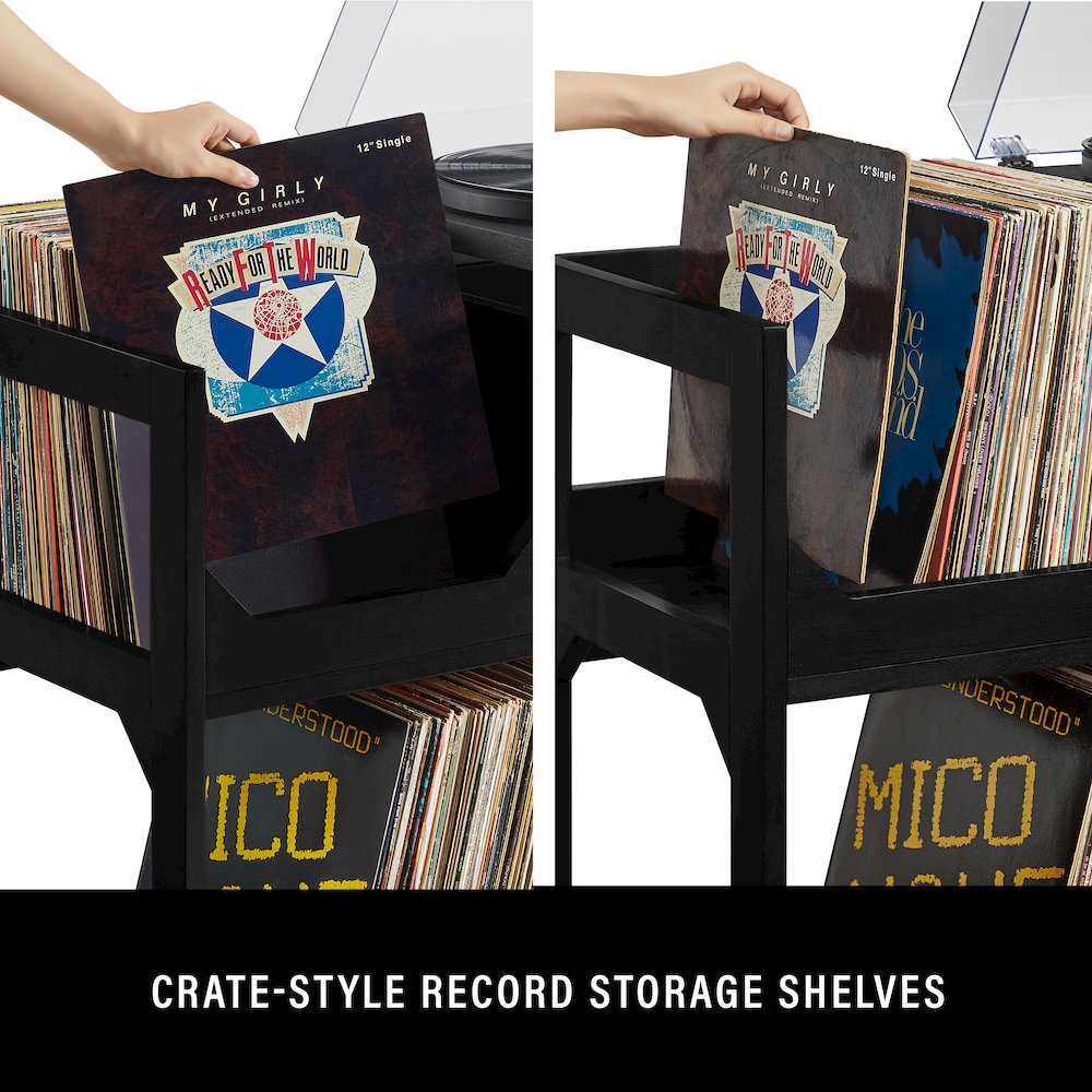 Asheville Medium Record Player Stand With Vinyl Storage. Picture 9