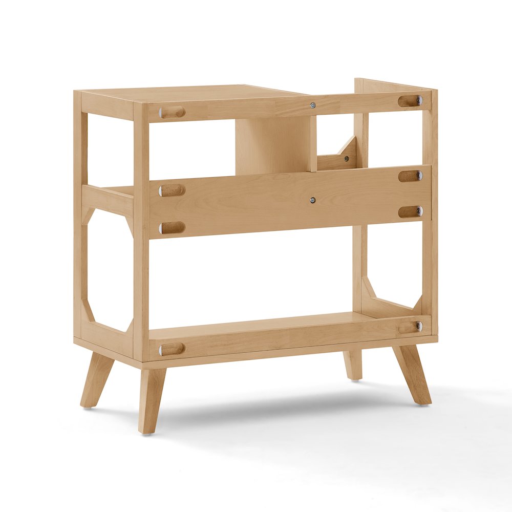 Asheville Medium Record Player Stand With Vinyl Storage Natural. Picture 4