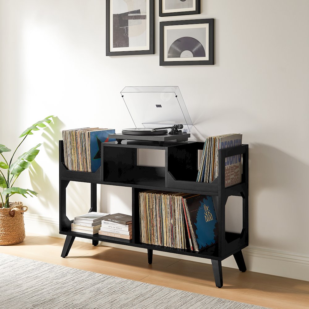 Asheville Large Record Player Stand With Vinyl Storage. Picture 6