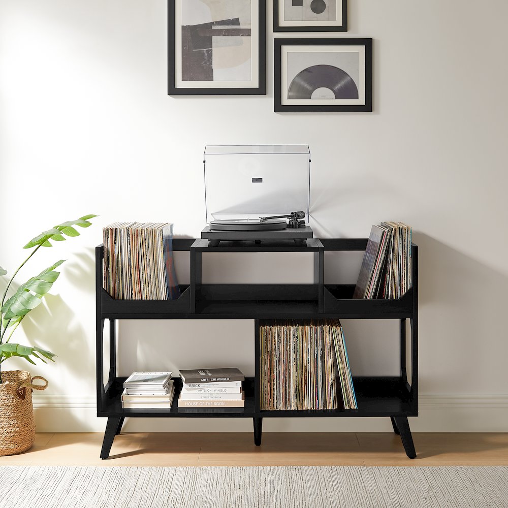 Asheville Large Record Player Stand With Vinyl Storage. Picture 7