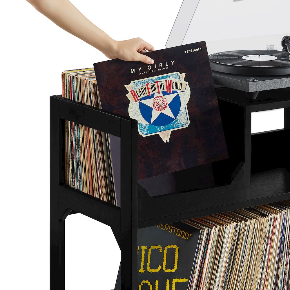 Asheville Large Record Player Stand With Vinyl Storage. Picture 13