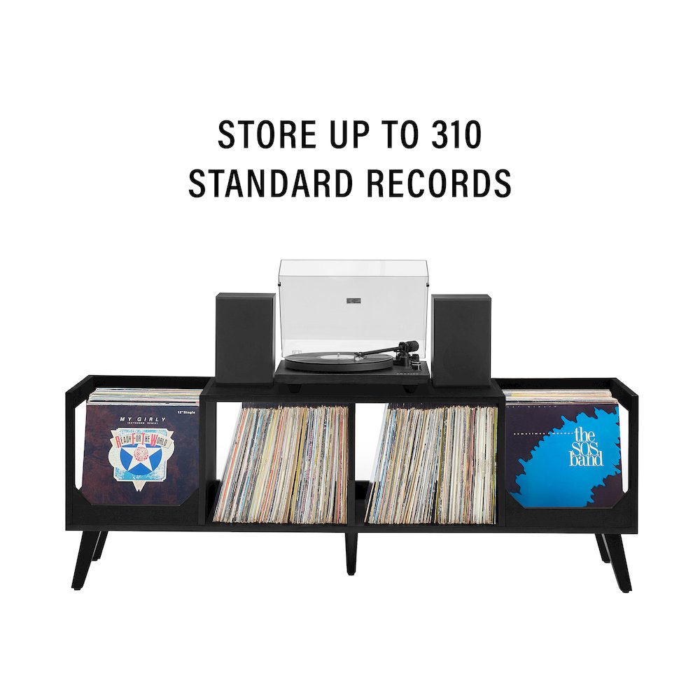 Asheville Low Record Player Stand With Vinyl Storage. Picture 8