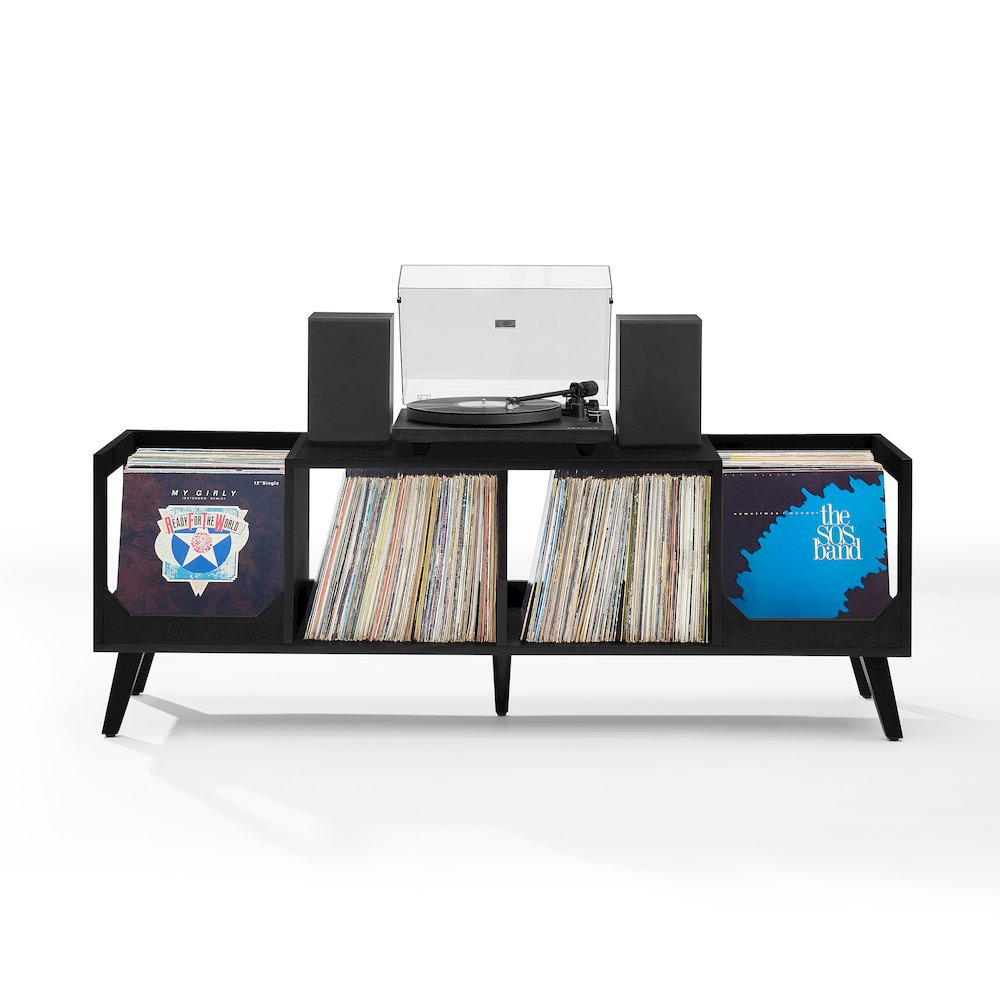 Asheville Low Record Player Stand With Vinyl Storage. Picture 4