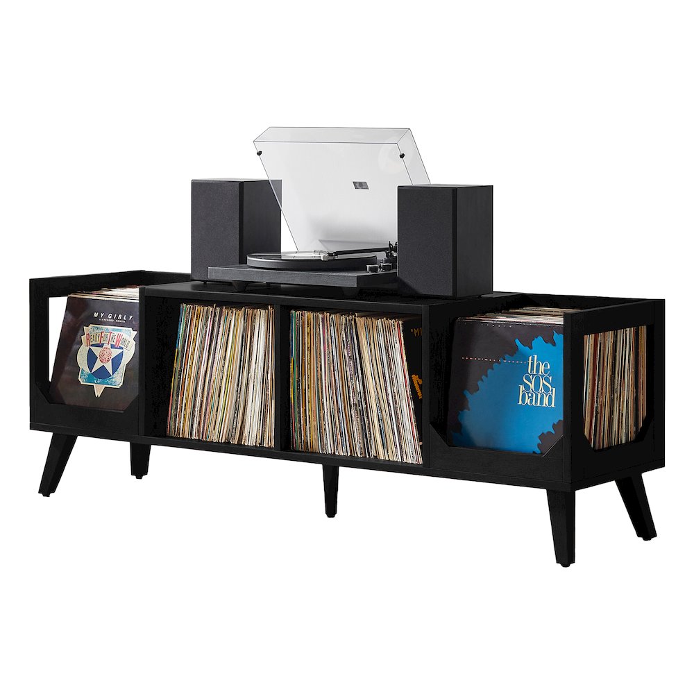 Asheville Low Record Player Stand With Vinyl Storage. Picture 5