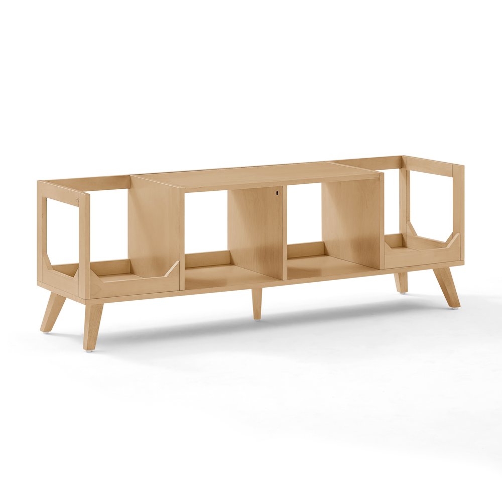 Asheville Low Record Player Stand With Vinyl Storage Natural. Picture 2