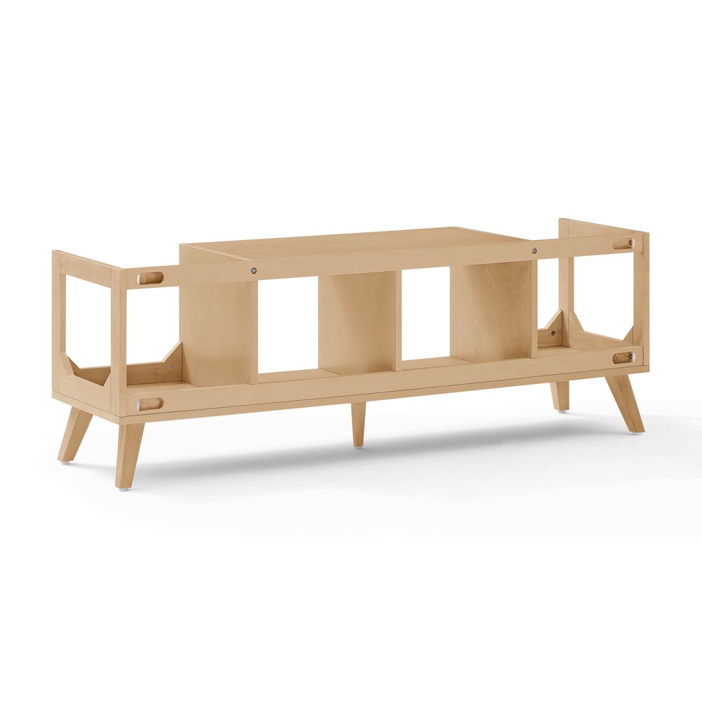 Asheville Low Record Player Stand With Vinyl Storage Natural. Picture 4