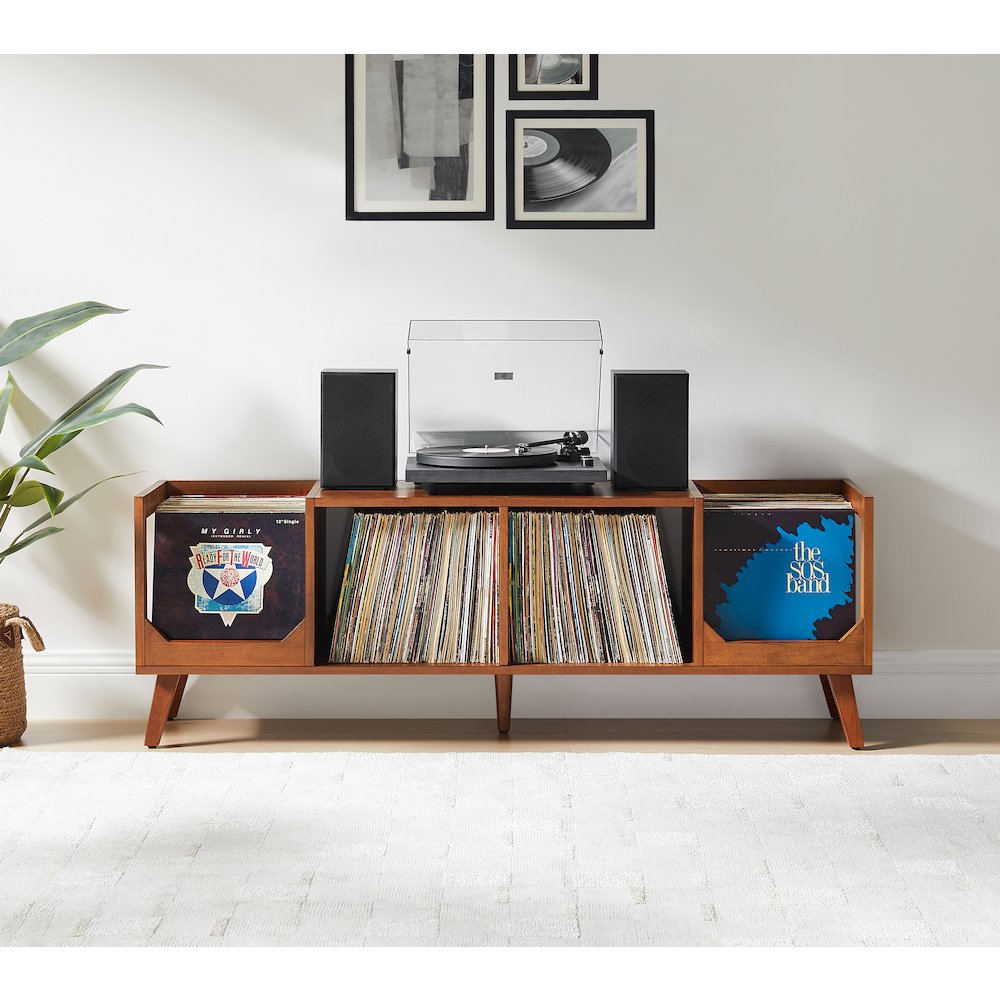 Asheville Low Record Player Stand With Vinyl Storage. Picture 6