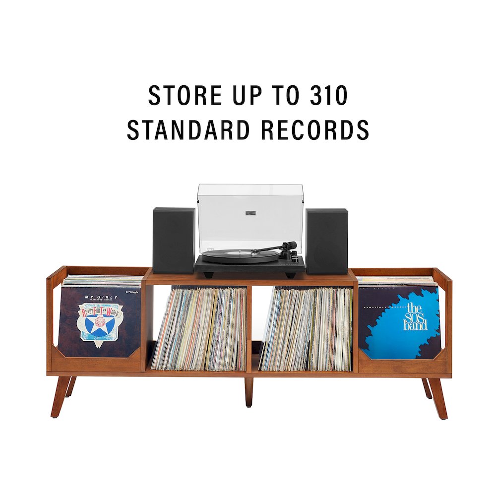 Asheville Low Record Player Stand With Vinyl Storage. Picture 7