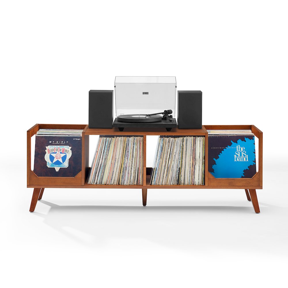 Asheville Low Record Player Stand With Vinyl Storage. Picture 4