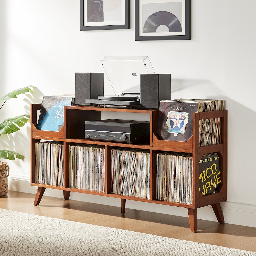 Asheville Xl Record Player Stand With Vinyl Storage Walnut. Picture 5