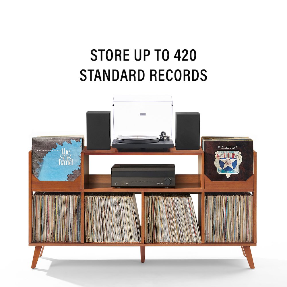 Asheville Xl Record Player Stand With Vinyl Storage Walnut. Picture 9