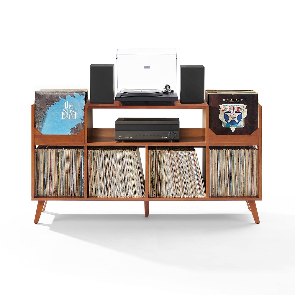 Asheville Xl Record Player Stand With Vinyl Storage Walnut. Picture 1