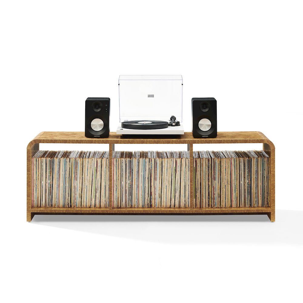 Ingrid Large Record Player Stand With Vinyl Storage Maple. Picture 8