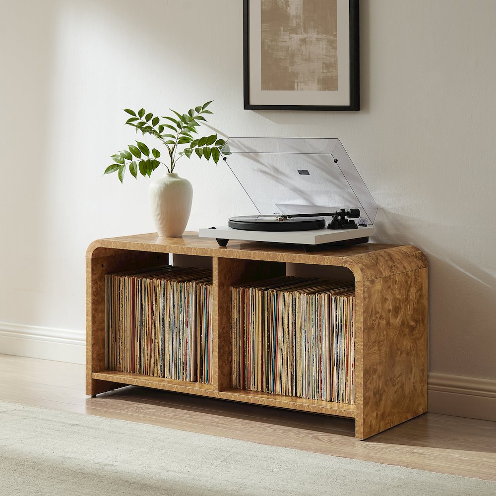 Ingrid Medium Record Player Stand With Vinyl Storage Maple. Picture 4