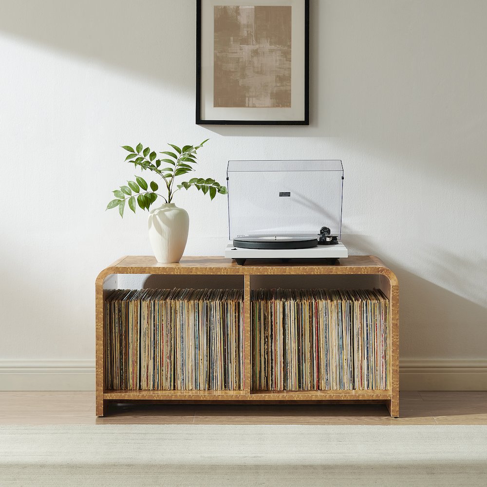 Ingrid Medium Record Player Stand With Vinyl Storage Maple. Picture 5