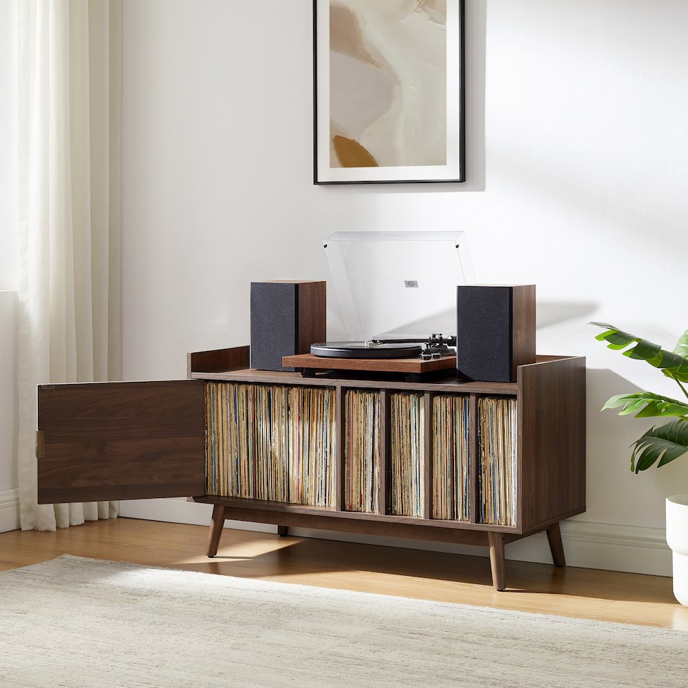 Skylar Mid-Century Record Player Cabinet with Vinyl Storage, Turntable Stand. Picture 7