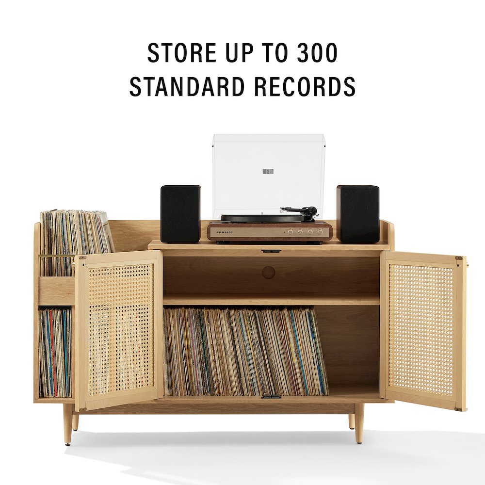 Maeve Record Player Cabinet, Vinyl Storage, Rattan Turntable Stand for Records. Picture 9