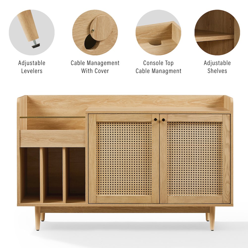 Maeve Record Player Cabinet, Vinyl Storage, Rattan Turntable Stand for Records. Picture 10
