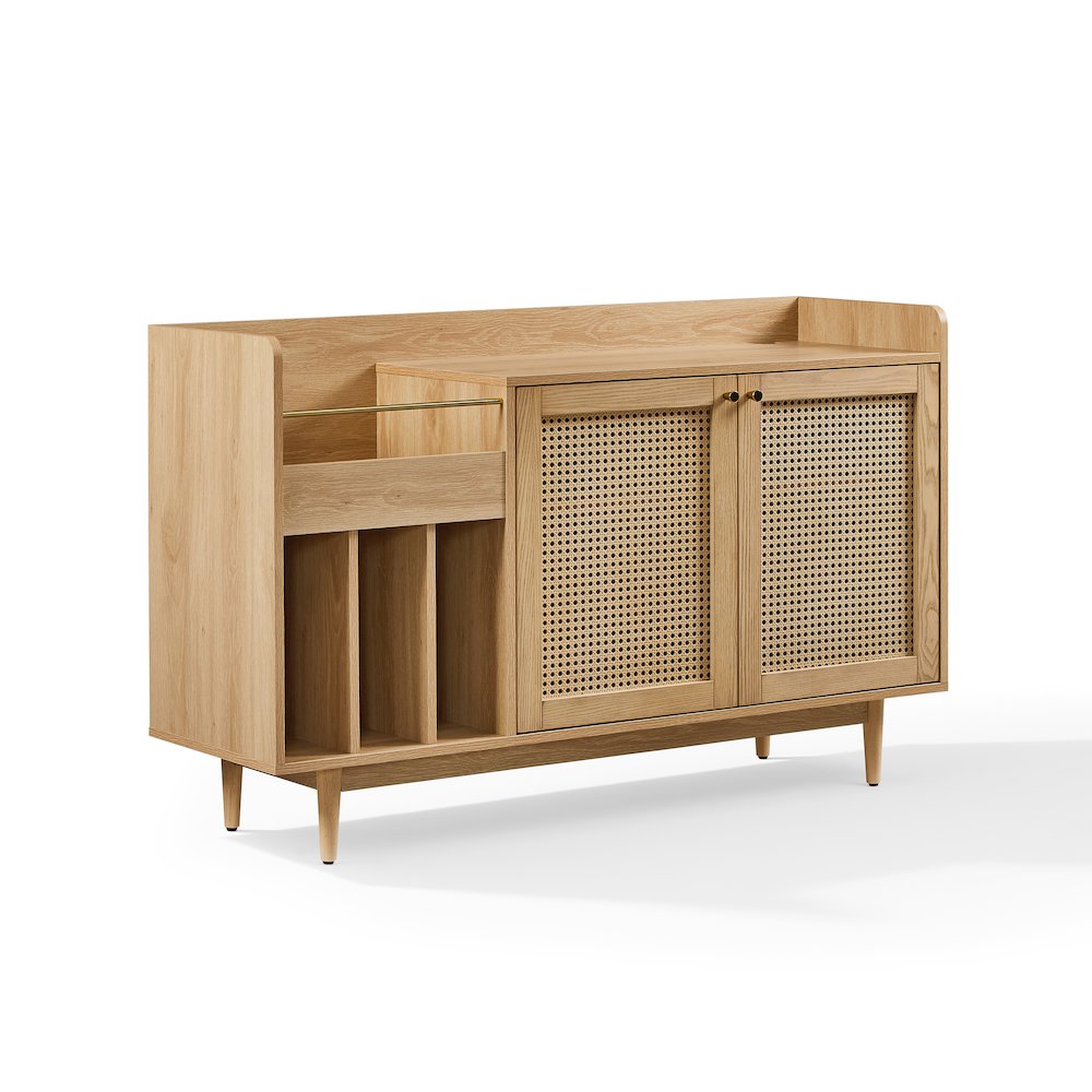 Maeve Record Player Cabinet, Vinyl Storage, Rattan Turntable Stand for Records. Picture 1