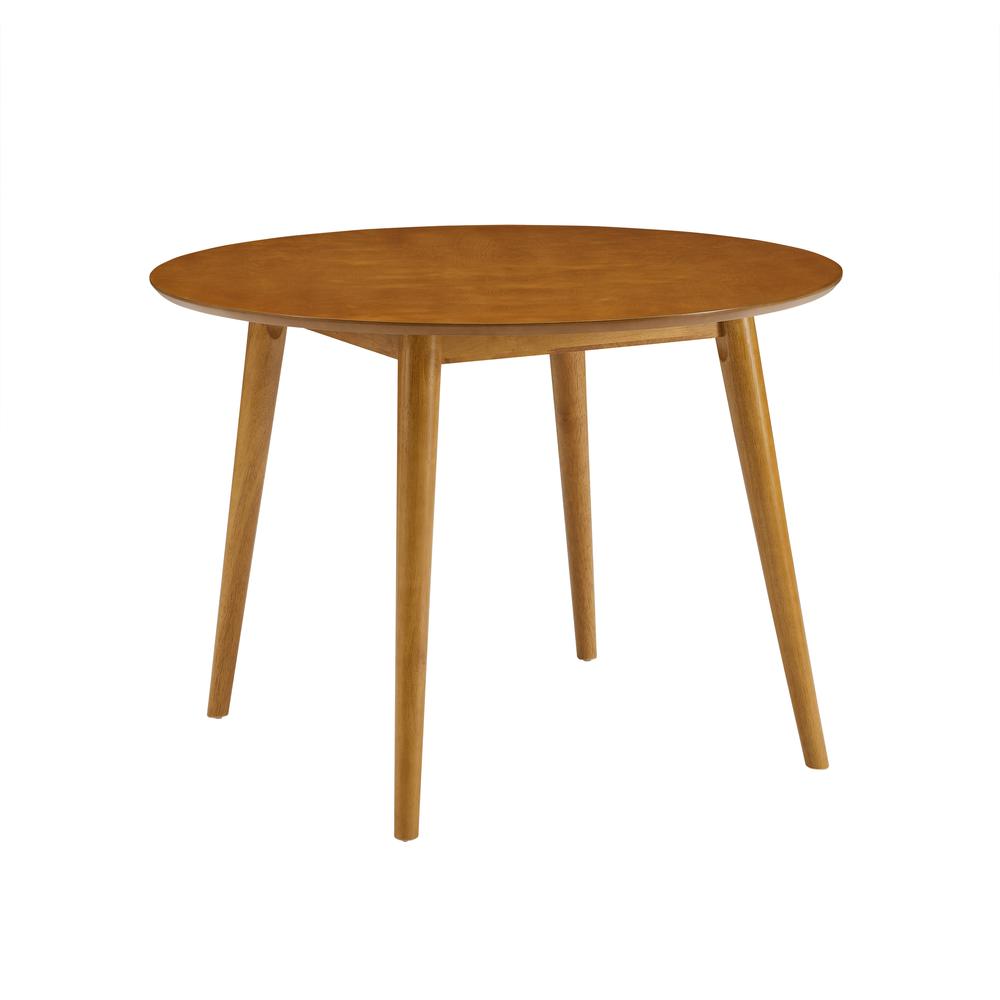 Stylish Round Dining Table in Acorn Finish for Compact Dining Spaces. Picture 1