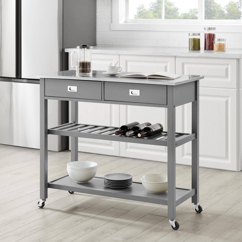 Chloe Stainless Steel Top Kitchen Island/Cart. Picture 10
