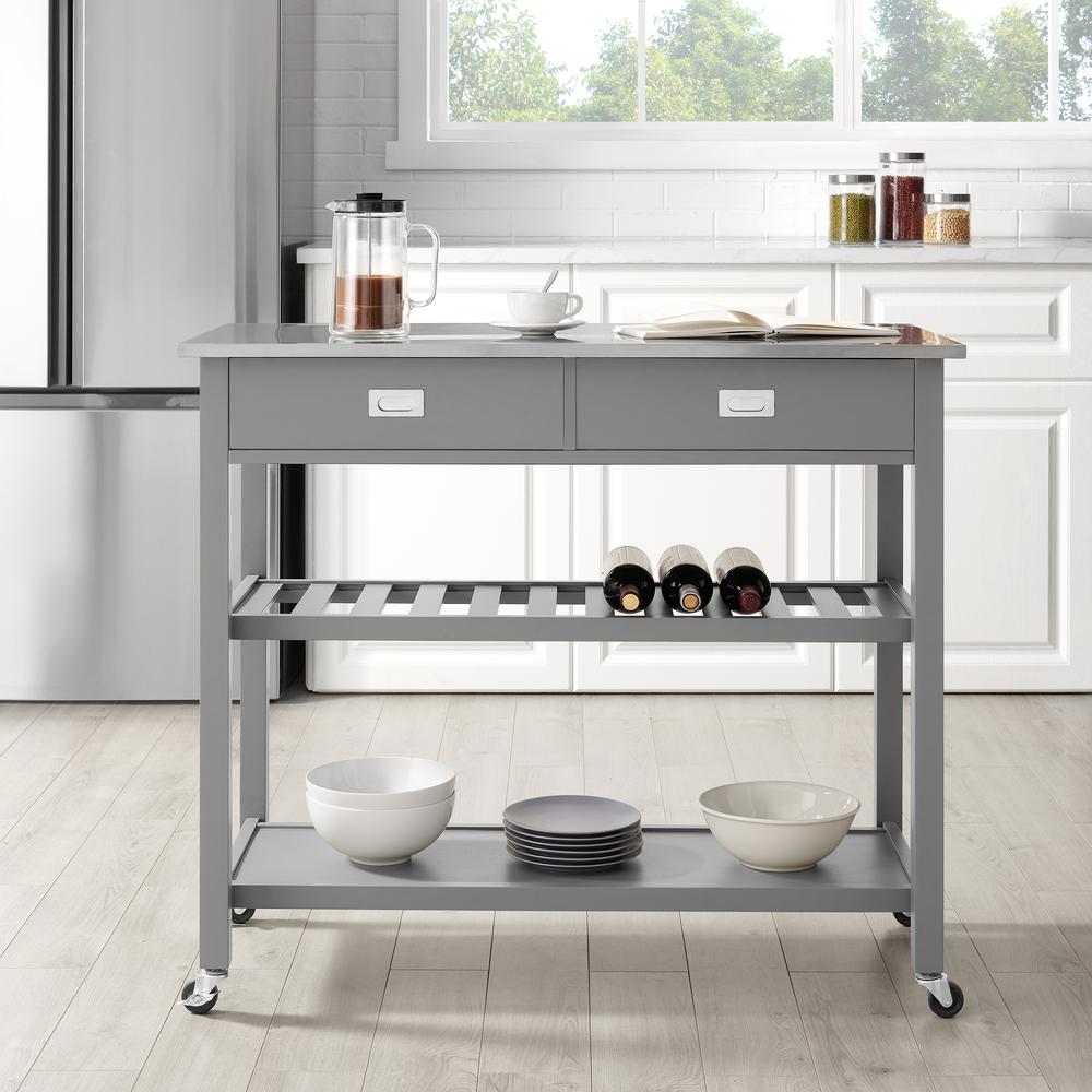 Chloe Stainless Steel Top Kitchen Island/Cart. Picture 2