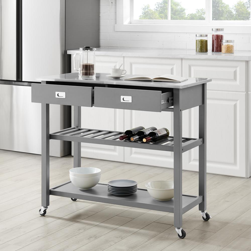 Chloe Stainless Steel Top Kitchen Island/Cart. Picture 16