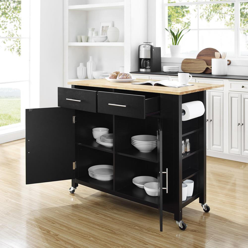 Savannah Wood Top Drop Leaf Kitchen Island/Cart. Picture 3