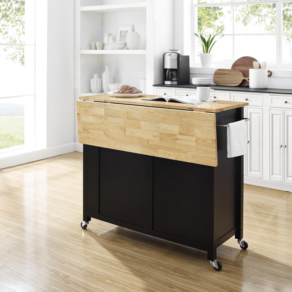 Savannah Wood Top Drop Leaf Kitchen Island/Cart. Picture 4