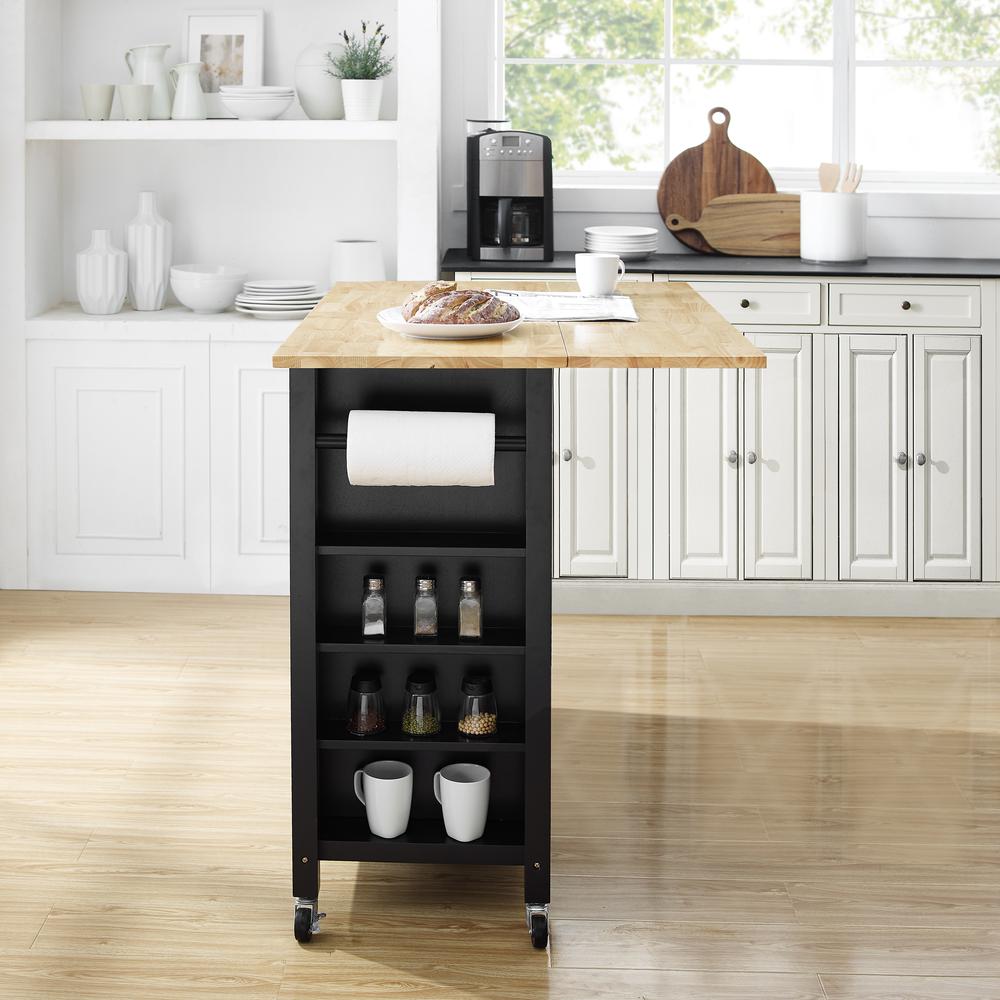 Savannah Wood Top Drop Leaf Kitchen Island/Cart. Picture 5