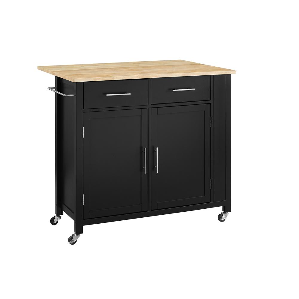 Savannah Wood Top Drop Leaf Kitchen Island/Cart. Picture 1