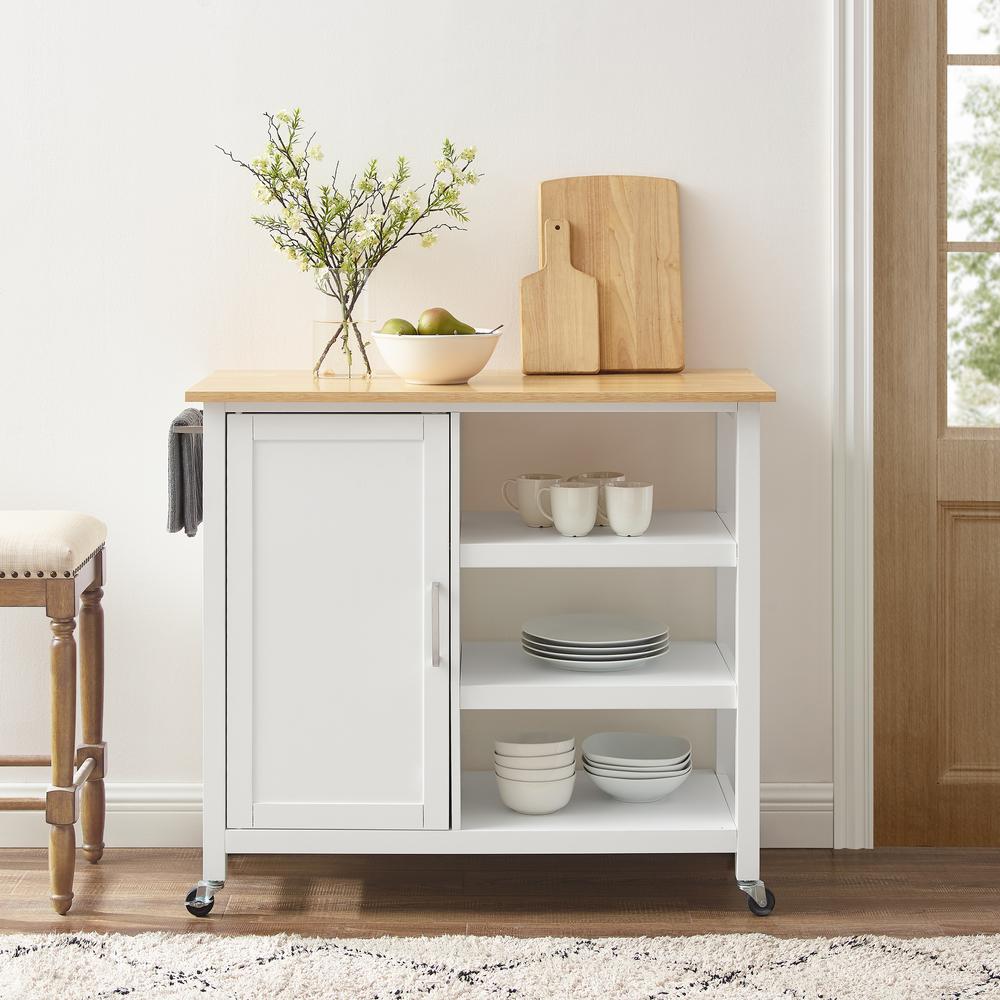 Tristan Open Kitchen Island/Cart. Picture 3