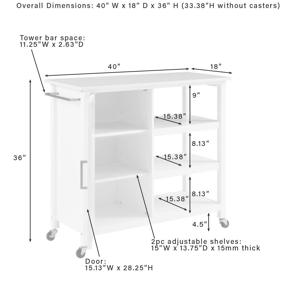 Tristan Open Kitchen Island/Cart. Picture 19