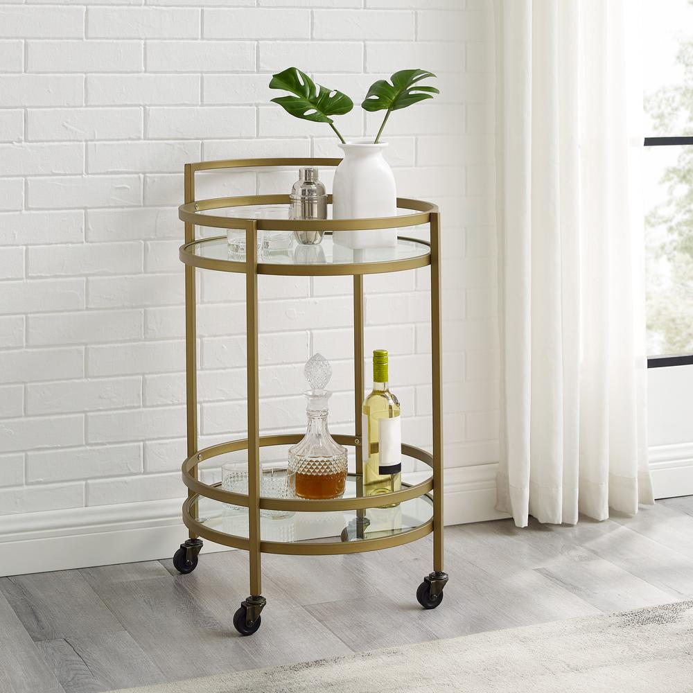 Bailey Round Rolling Bar Cart. Picture 3