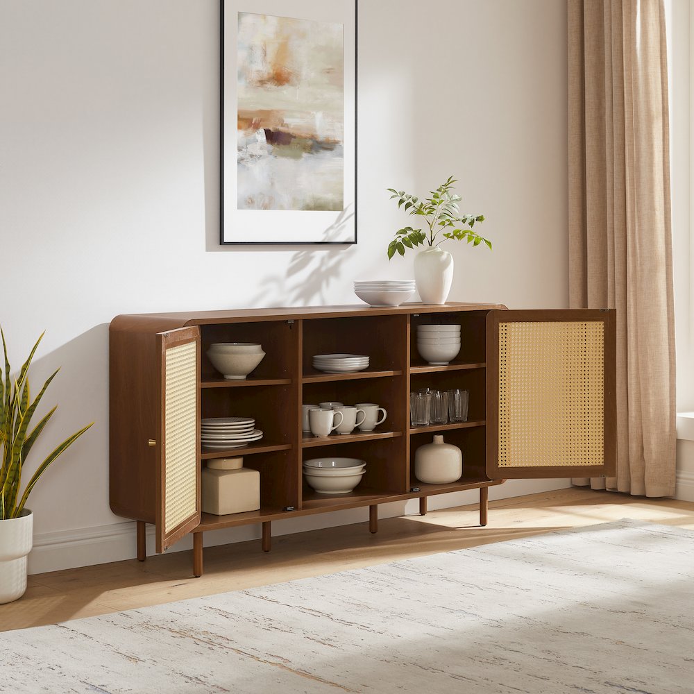 Nora Mid-Century Sideboard, Rattan Buffet Cabinet, TV Stand,Entertainment Center. Picture 7