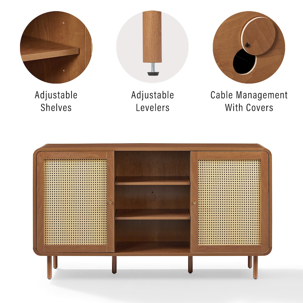 Nora Mid-Century Sideboard, Rattan Buffet Cabinet, TV Stand,Entertainment Center. Picture 9