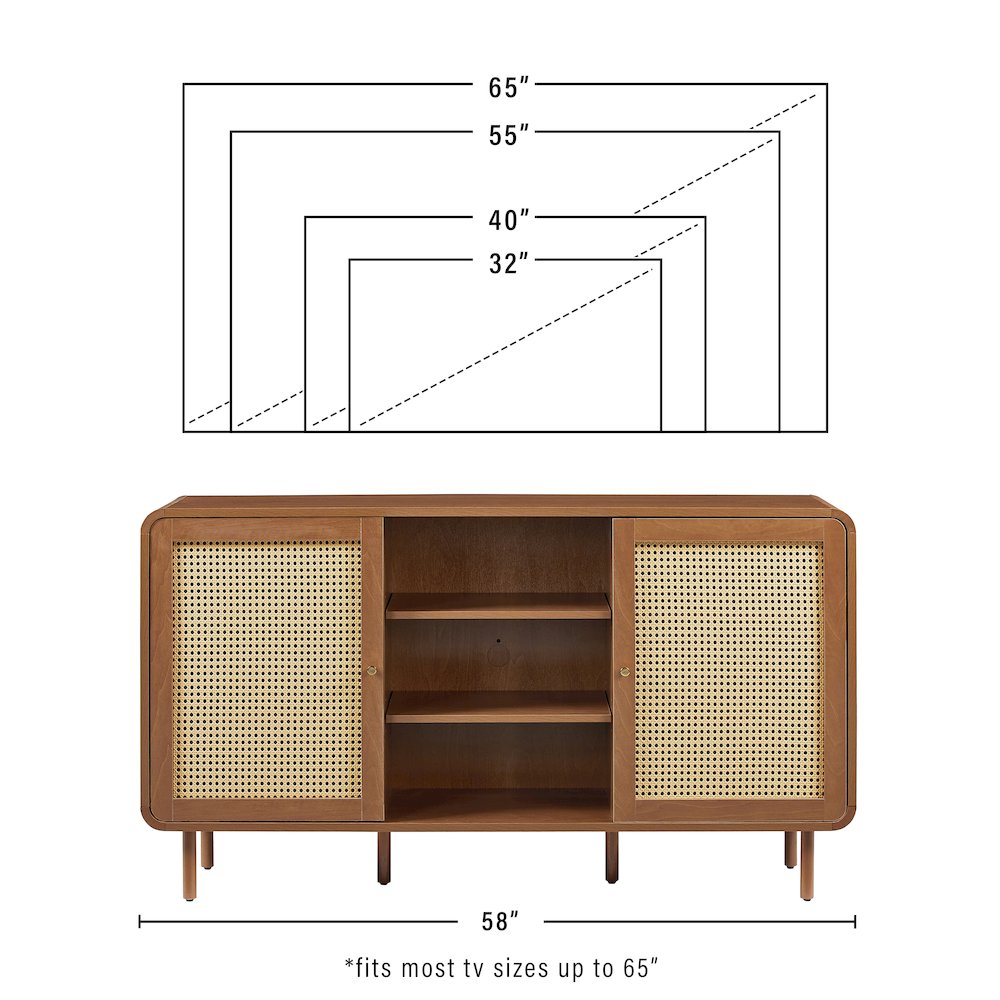 Nora Mid-Century Sideboard, Rattan Buffet Cabinet, TV Stand,Entertainment Center. Picture 10