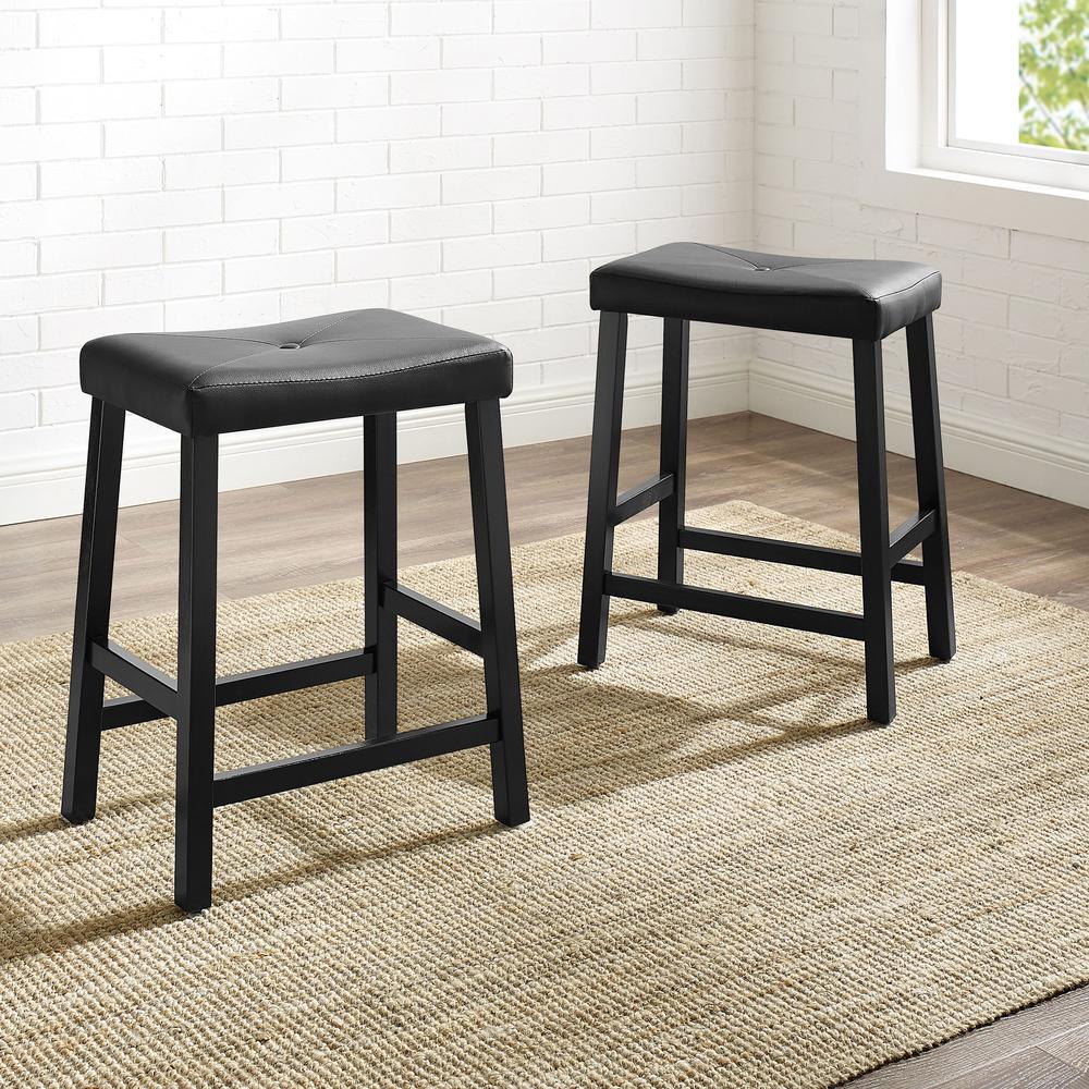 Upholstered Saddle Seat 2Pc Counter Height Bar Stool Set. Picture 5
