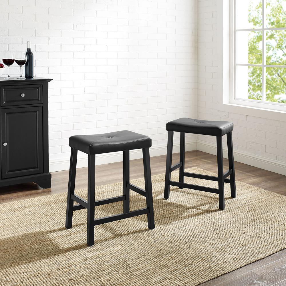 Upholstered Saddle Seat 2Pc Counter Height Bar Stool Set. Picture 3