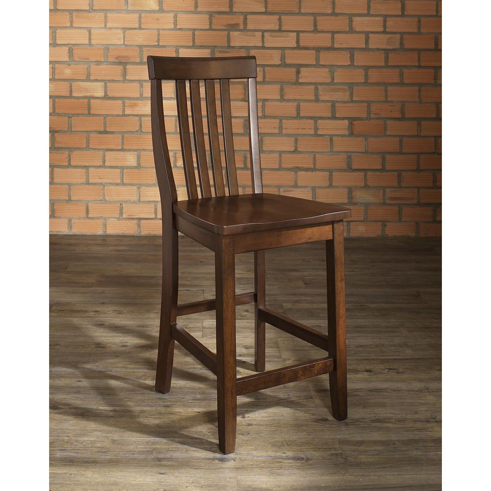 School House 2Pc Counter Stool Set Mahogany - 2 Stools. Picture 3