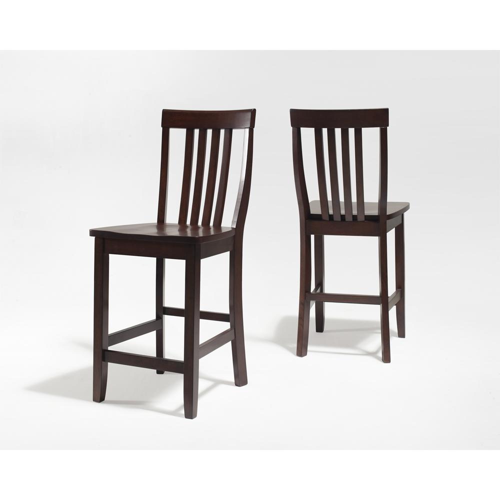 School House 2Pc Counter Stool Set Mahogany - 2 Stools. Picture 1