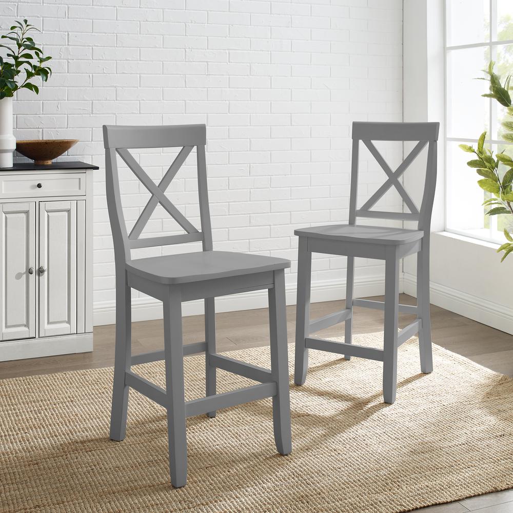X-Back 2-Piece Counter Height Bar Stool Set - 2 Stools. Picture 5