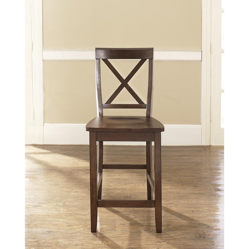 X-Back 2-Piece Counter Height Bar Stool Set - 2 Stools. Picture 2