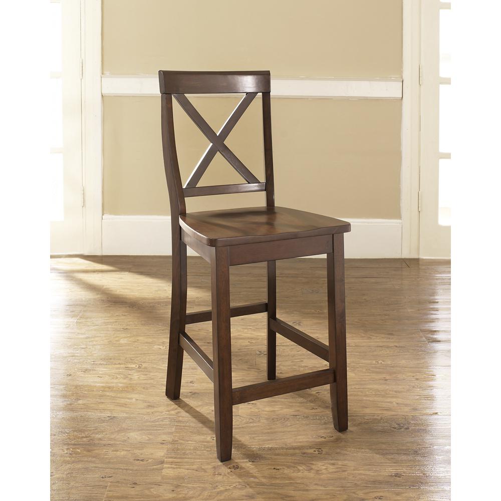 X-Back 2-Piece Counter Height Bar Stool Set - 2 Stools. Picture 3