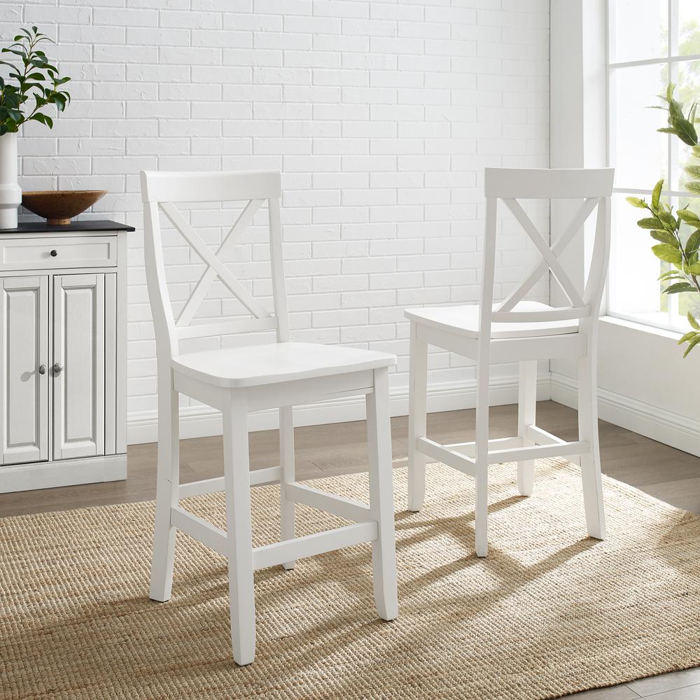 X-Back 2-Piece Counter Height Bar Stool Set - 2 Stools. Picture 2